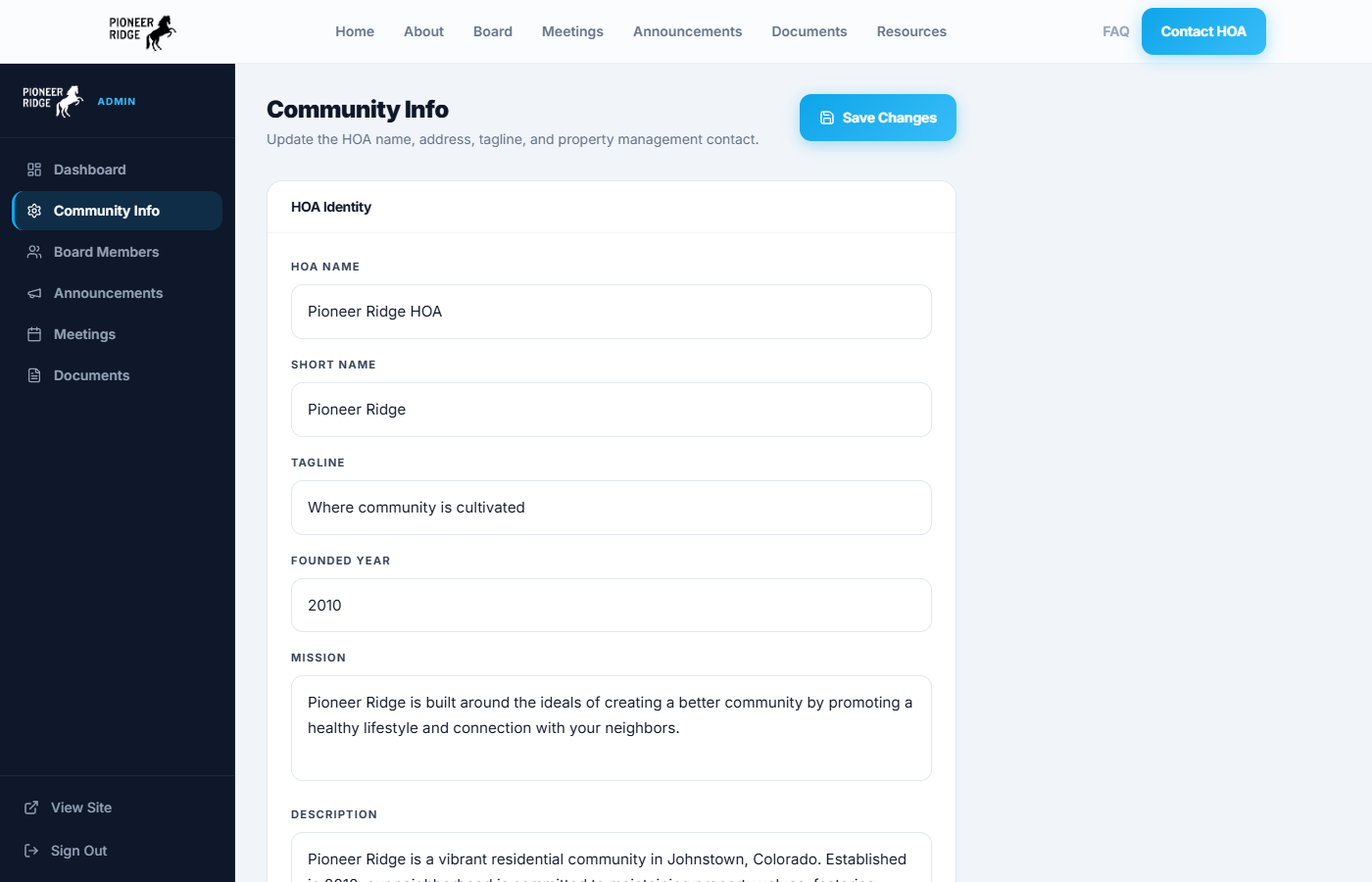 Community Info Editor