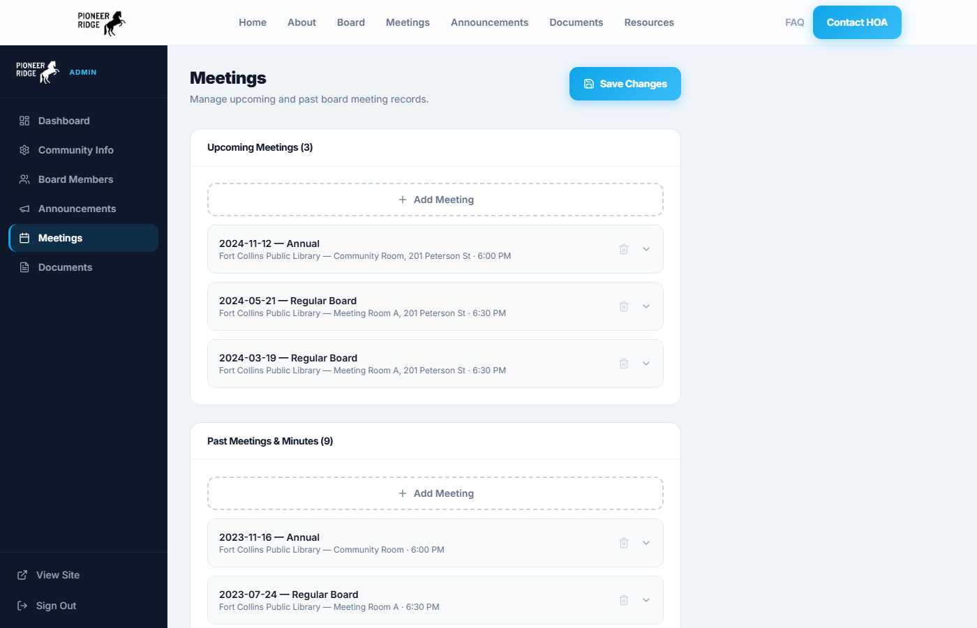 Meetings Editor